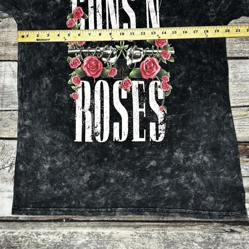 Guns N Roses T Shirt Womens XL Black Acid Wash Pink Short Sleeve Music Rock - Picture 4 of 6